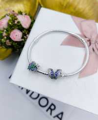 Bransoletka charms Pandora motylek charms monstera 925