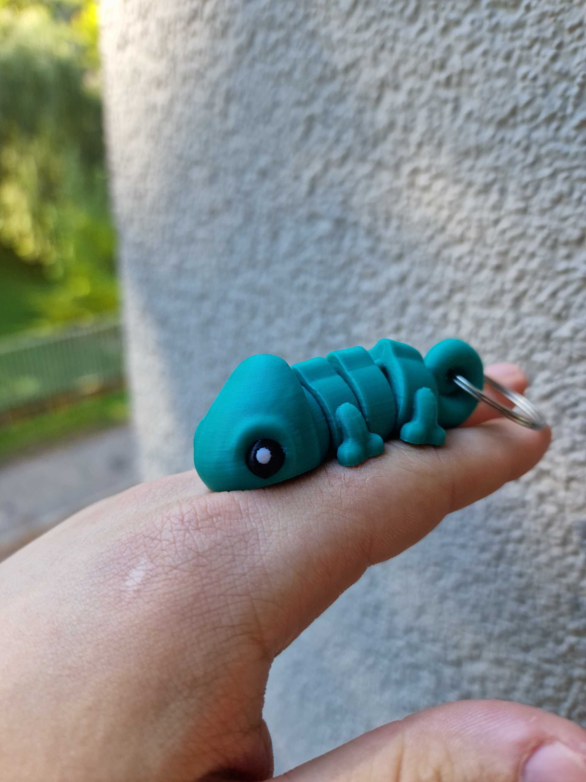 Breloczek w kształcie kameleona, cudny kameleon 3D