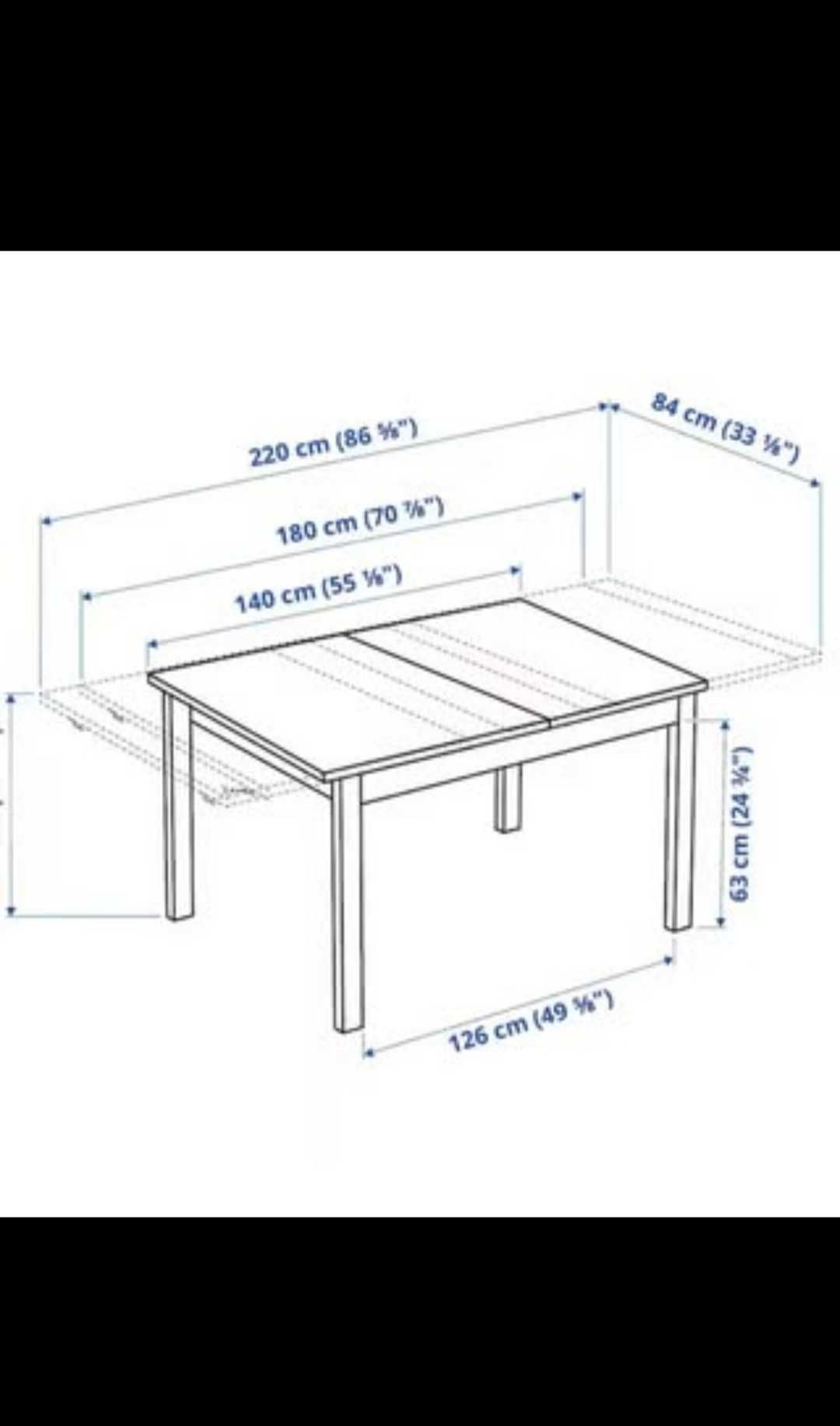 Mesa preta extensível