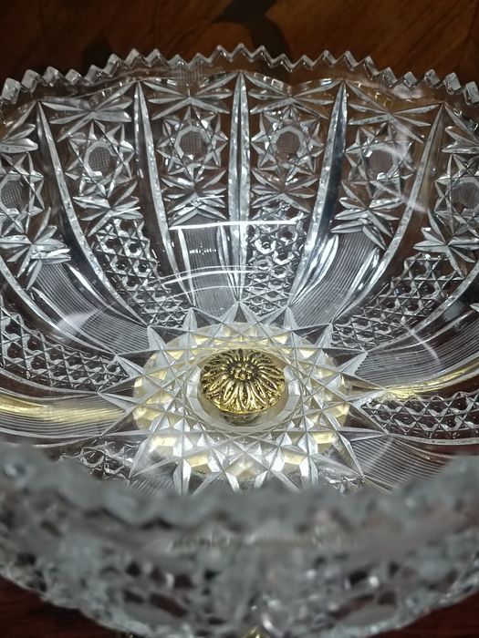 Кришталева ваза, цукерниця , фруктовниця , бронза