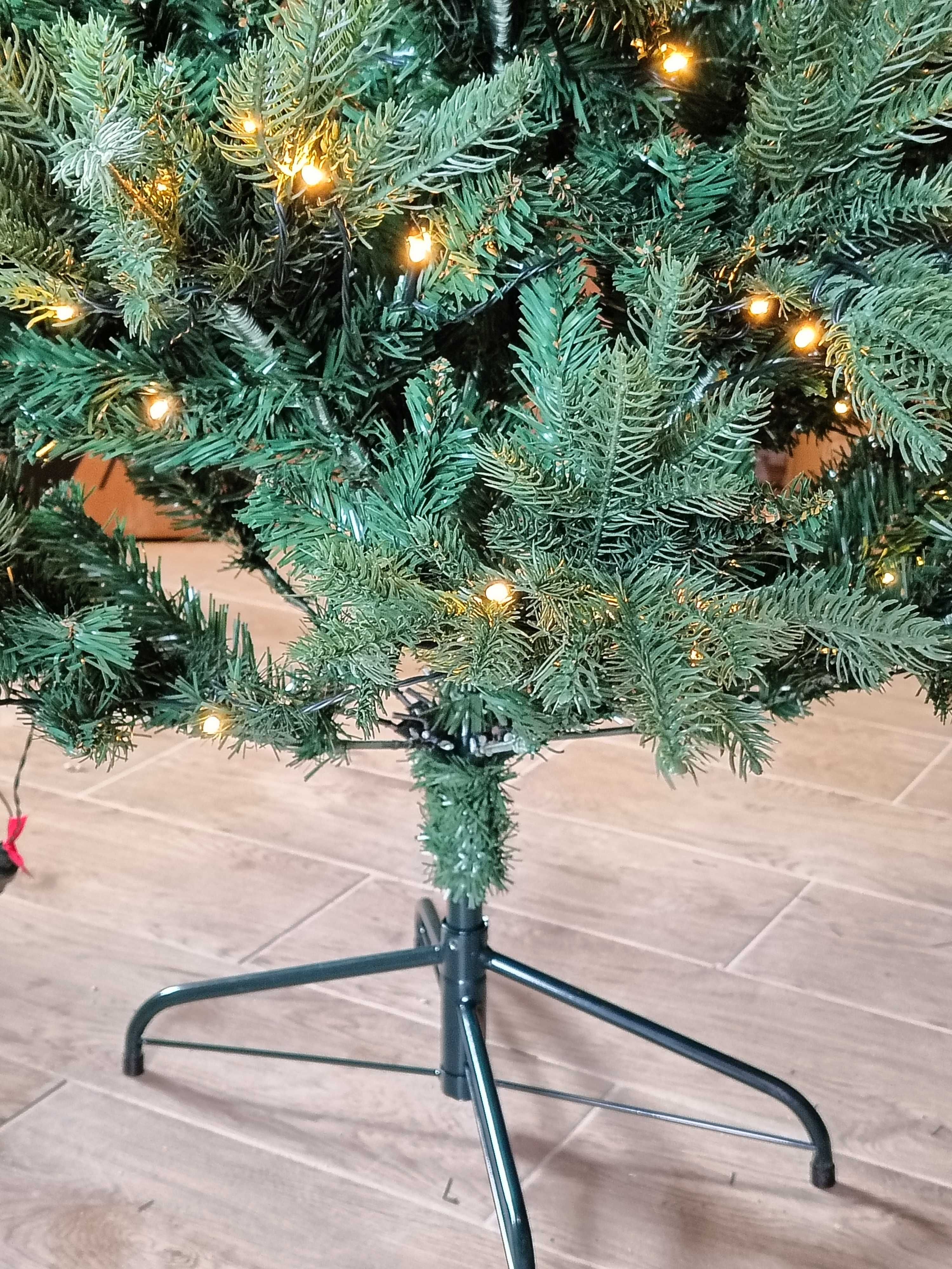 Sztuczna Choinka 180 cm + światełka LED, Realistyczny Wygląd, Zielona