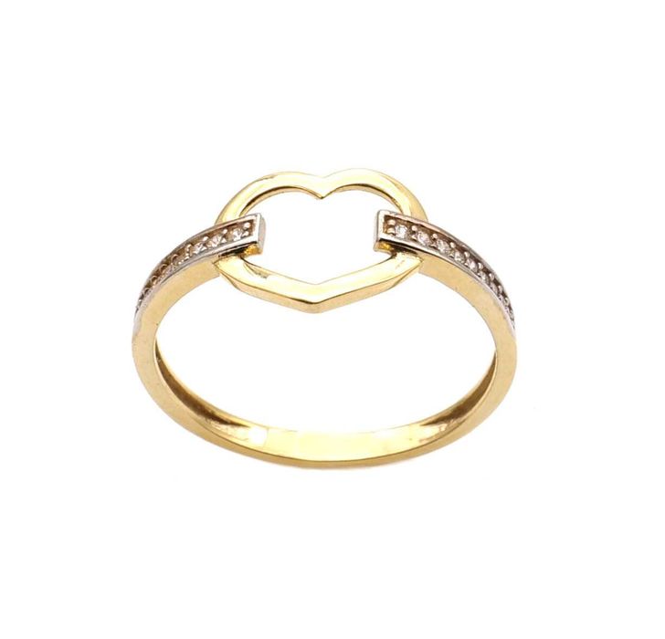 Złoty pierścionek serce z cyrkoniami -P/49