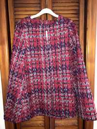 By o la la ponczo poncho czerwone tweed tweedowe