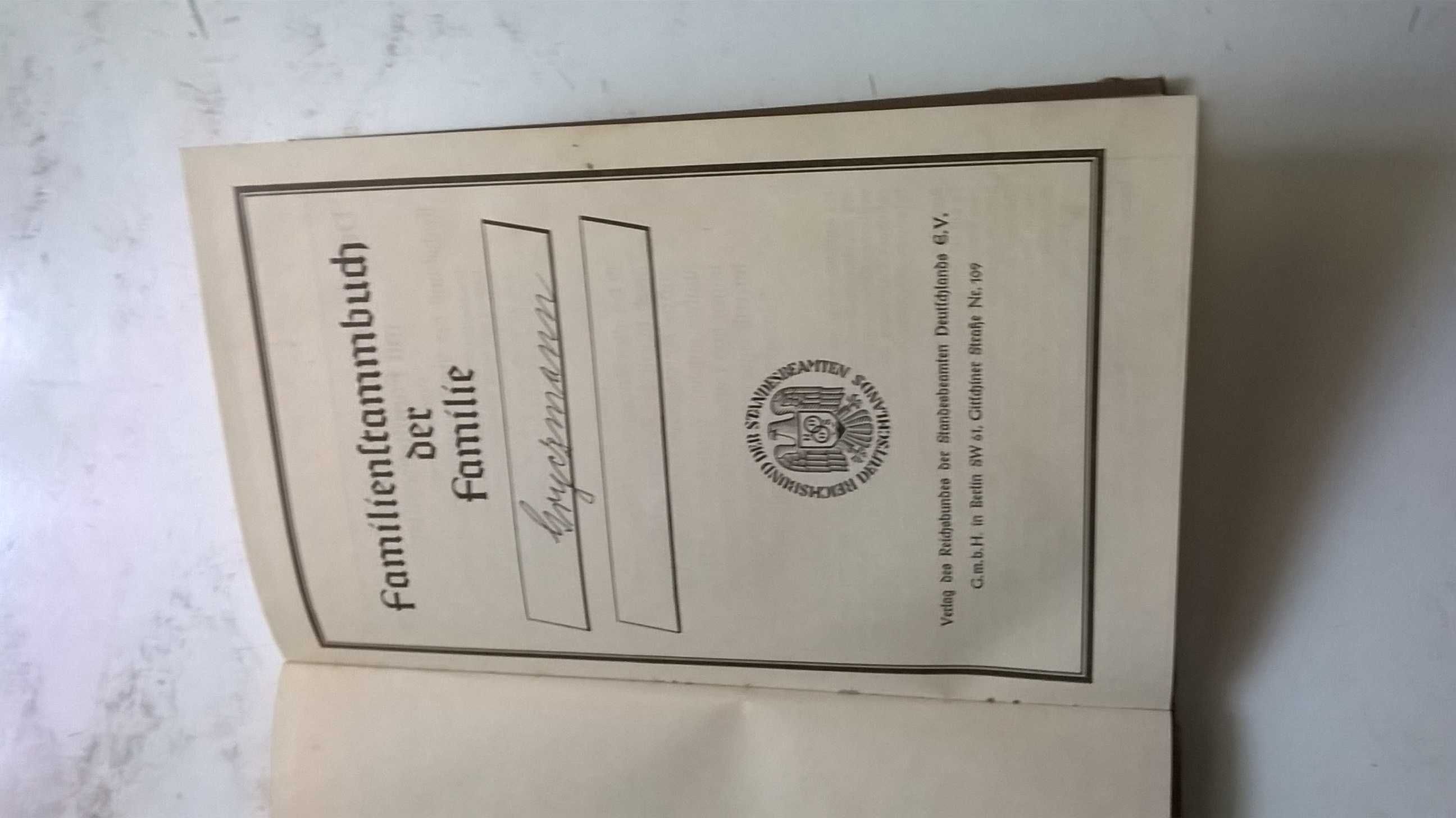 Książka meldunkowa rodzinna przedwojenna;1931 założona Gliwicach Łabęd