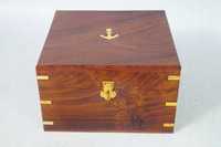 Mosiężny kompas sekstant drewniane pudełko marynistyka