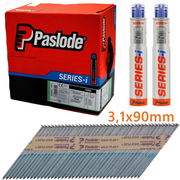 Gwoździe do gwoździarki gładkie Paslode 3,1x90 2500szt + 2x Gaz FV,24H