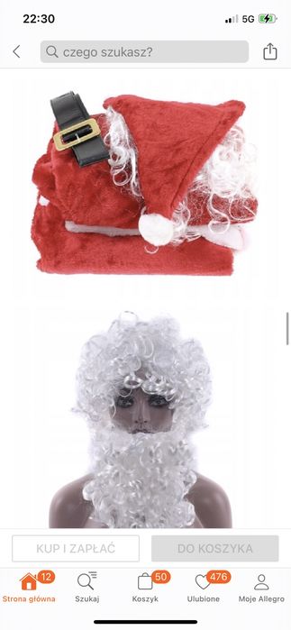 Strój/przebranie z pluszu Święty Mikołaj/Gwiazdor/Dziadek Mróz