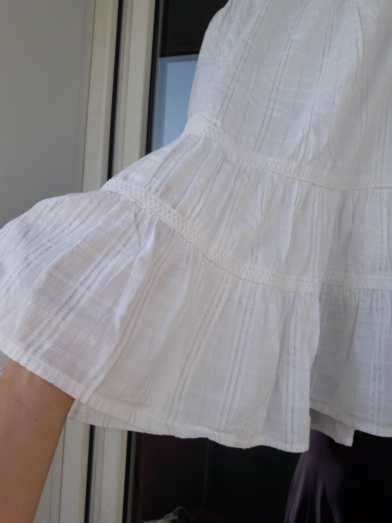 Белая юбка из хлопка жатки размер 50