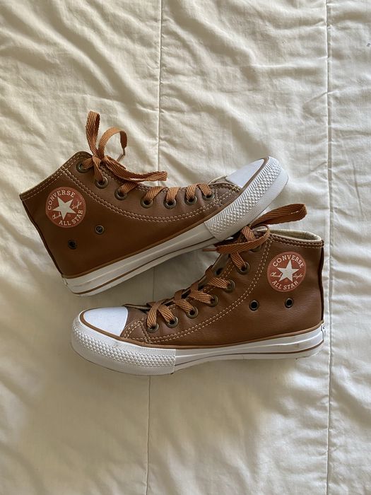 Converse couro castanho