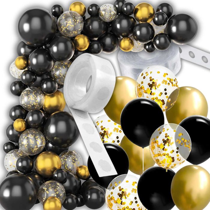 BALONY DEKORACJA 18 50 URODZINY Girlanda Balonów Ścianka Czarno Złota