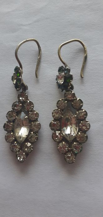 Серьги СССР серебряные 875 проба в позолоте советские с хризолитами