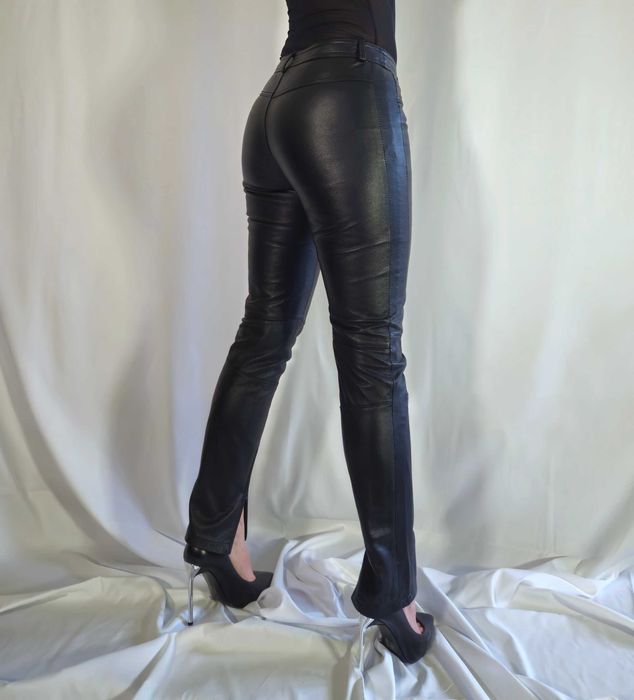 Spodnie skórzane czarne skóra naturalna Apart