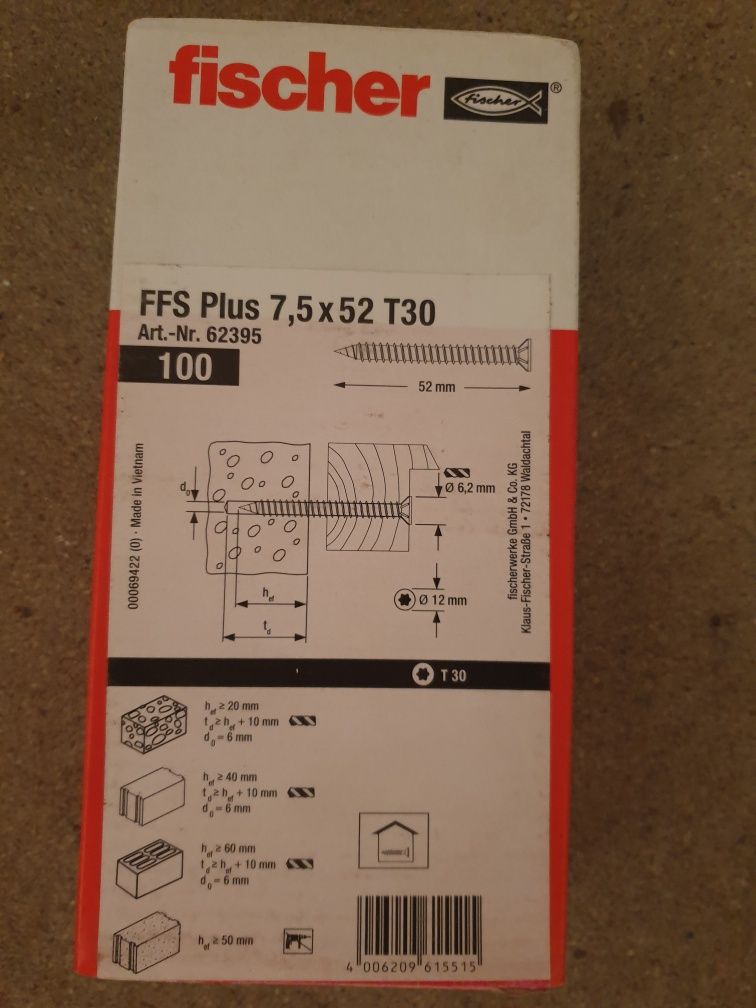 Fischer śruba Ffs 7.5x52 T30 100