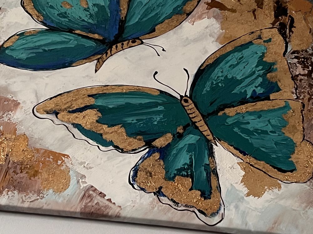 Obrazy ręcznie malowane Kwiaty i Motyle 3 szt