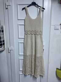 Vestido crochet feito a mao, creme