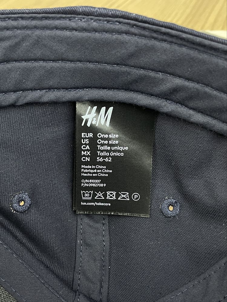 Кепка H&M Cotton Twill Cap темно-синя унісекс чоловіча жіноча на літо