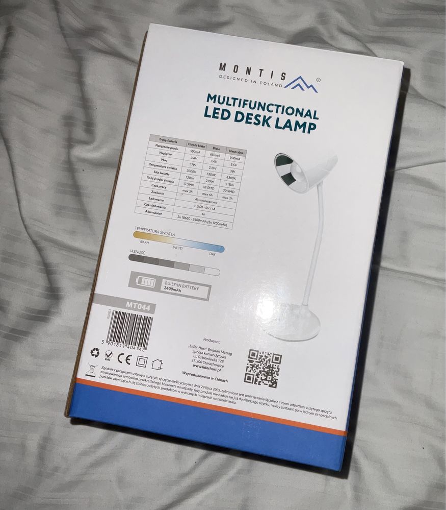 wielofunkcyjna akumulatorowa lampka biurkowa LED