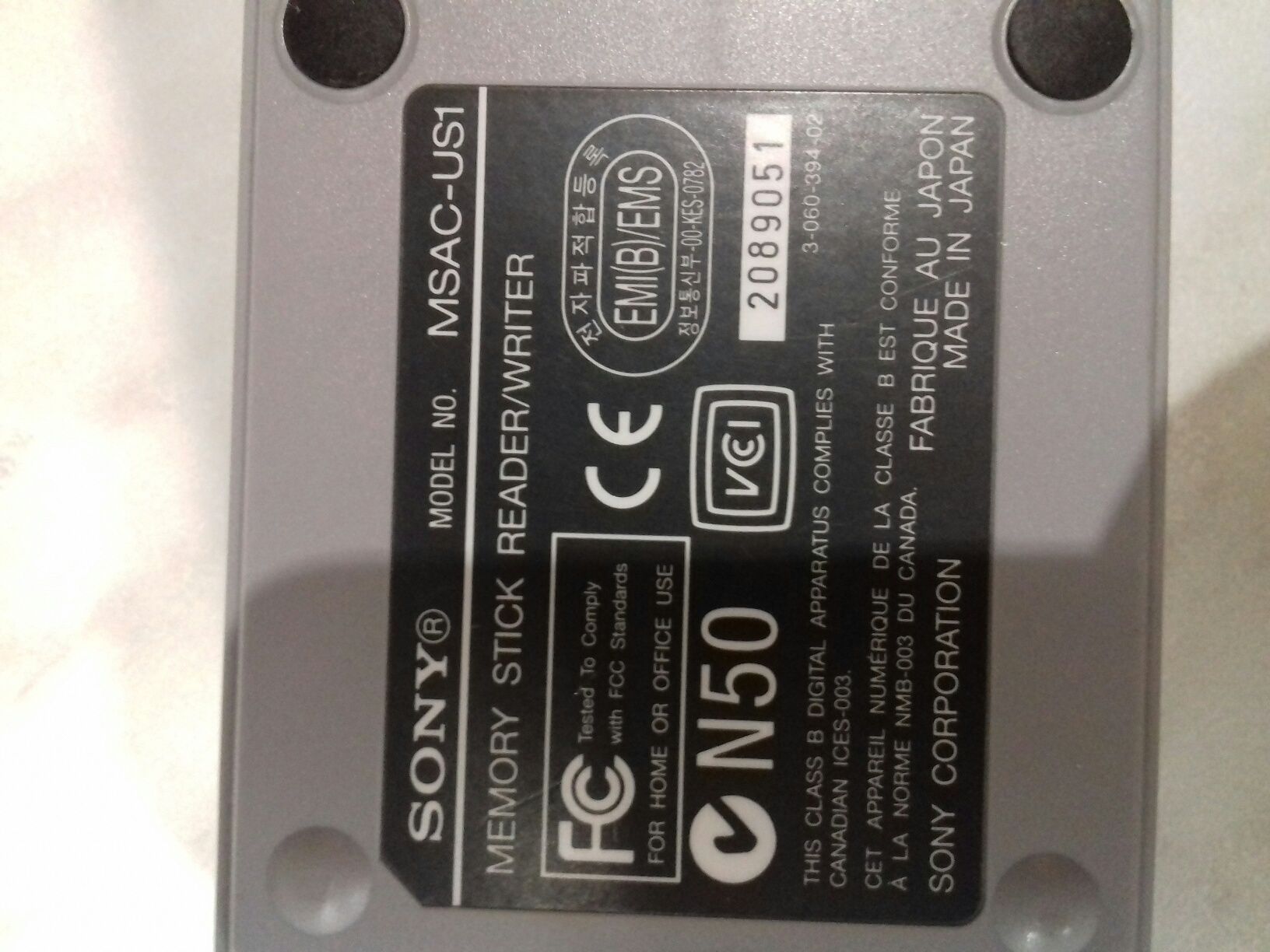 Sony memory stick reader/writer msac us 1
