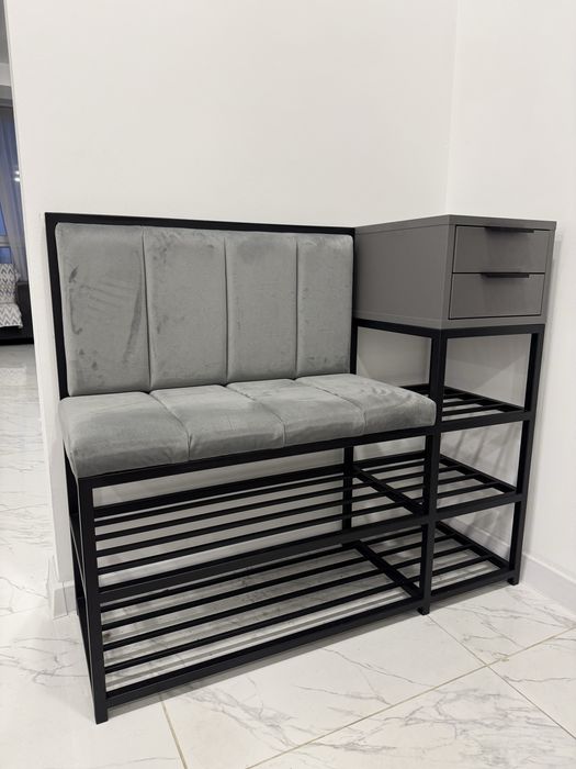 Бенкетка для взуття з мягким сидінням та двума щухлядами в Передпокій