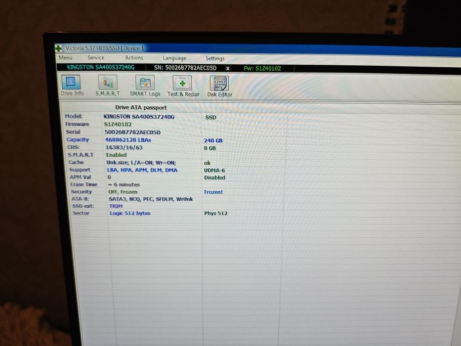 SSD накопитель Kingston 240 GB