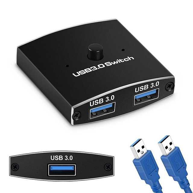 Comutador Seletor USB 3.0 KVM 5Gbps 1x2 Bidirecional