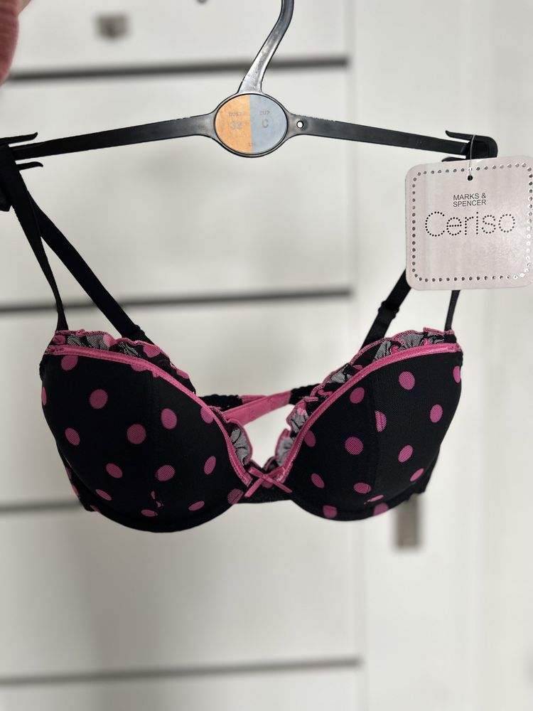 Marks & Spencer nowy biustonosz stanik czarny Ceriso pin up 32C S