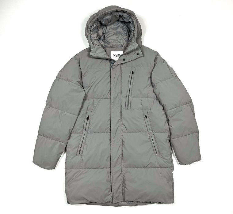 Чоловіча зимова куртка парка Zara на синтапоні сіра довга