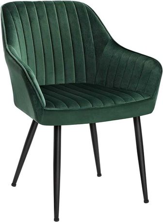 Welurowy ciemno zielony fotel krzesło  salon jadalnia
