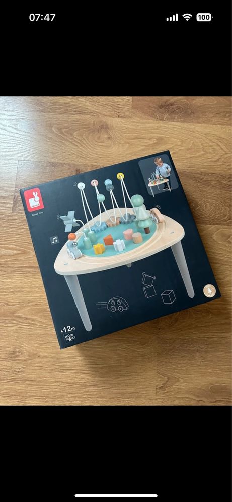 Janod – wielofunkcyjny stolik edukacyjny – drewniany montessori