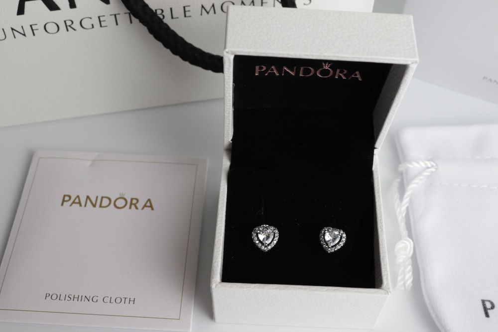 Pandora сережки пусети серце