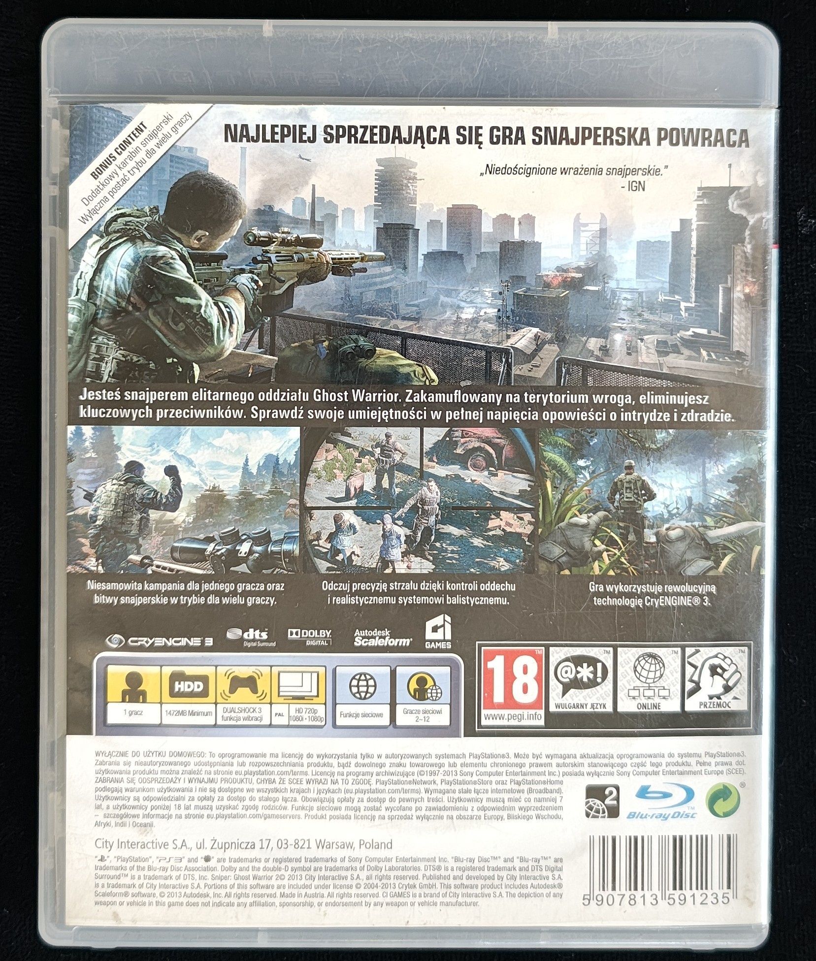 Sniper 2 Ghost Warrior PL na PS3 w BDB stanie Gra z polskimi napisami