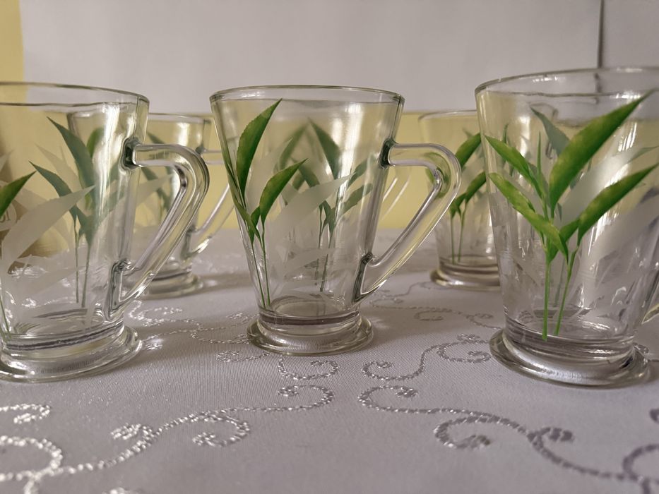 Szklanki Tetley Quality Tea 200 ml Oryginalne 6szt z zielonym motywem