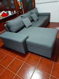 Sofá chaise long com sofá cama