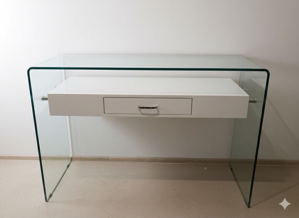 Szklane biurko/konsola z szuflada