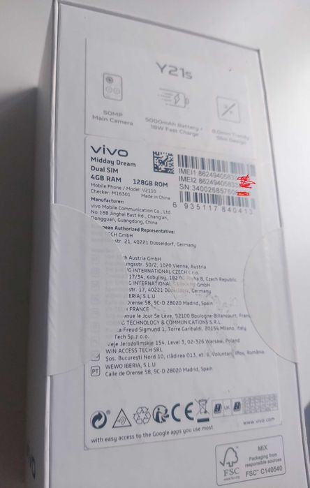 Nowy, zaplombowany - Vivo Y21s 4/128 GB