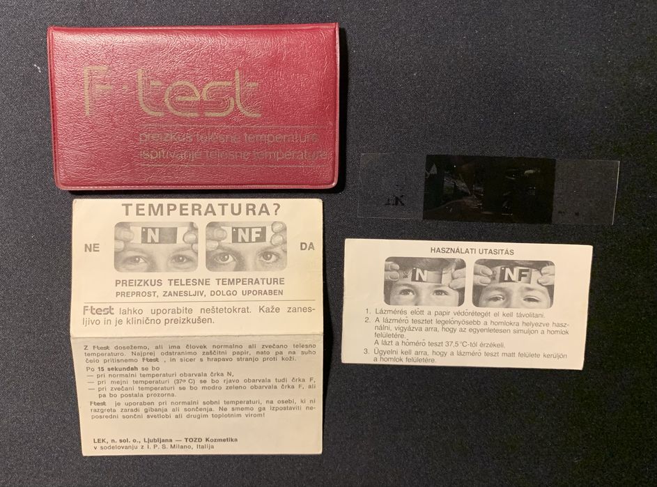 Termometr foliowy test temperatury, vintage medyczny, kolekcjonerski