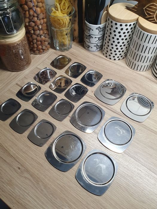 Podstawki pod szklanki 6 szt prl srebrne podkładki pod kieliszki 12 sz