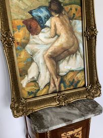 Obraz olejny na plotnie akt portret kobiecy kobieta dziewczyna naga
