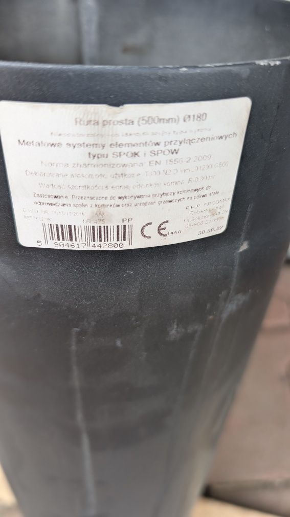 Rura stalowa kominowa grubość 2 mm fi 180 długość 50 cm