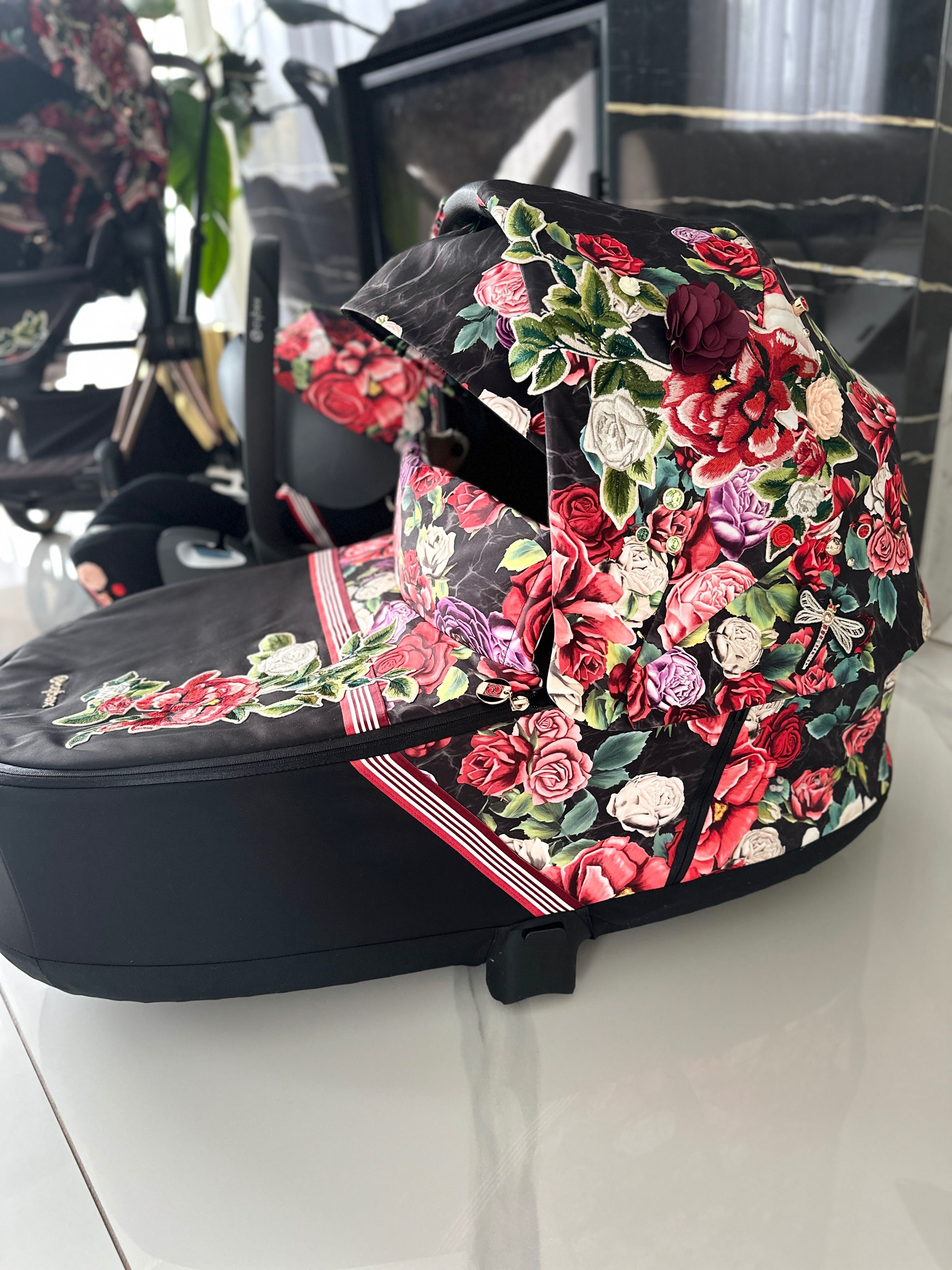 Wózek Cybex  Priam Rose Gold Spring Blossom Dark mega zestaw