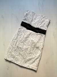 Sukienka H&M 38 koronkowa mini bez ramiączek ecru