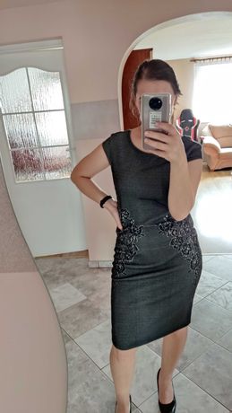 Szaro- czarna sukienka