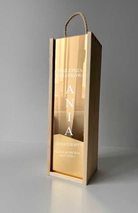 podziękowanie dla świadkowej wesele ślub skrzynka na wino szampan