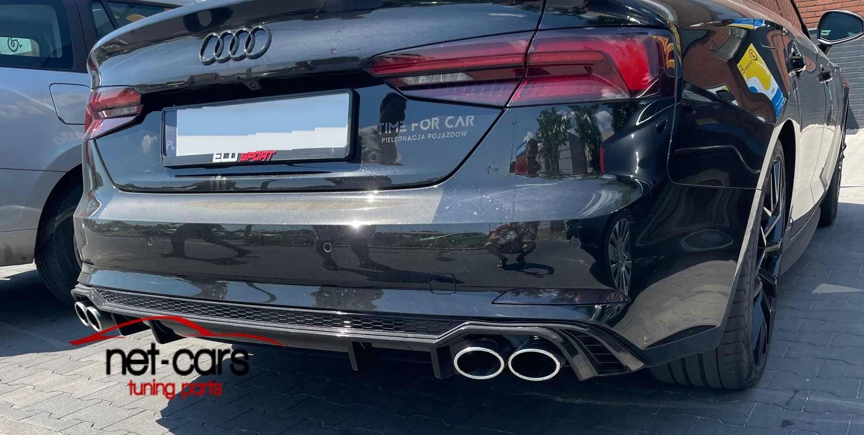 Dyfuzor + końcówki chrom AUDI A5 B9 F5 16- S Line wzór RS5 czarny