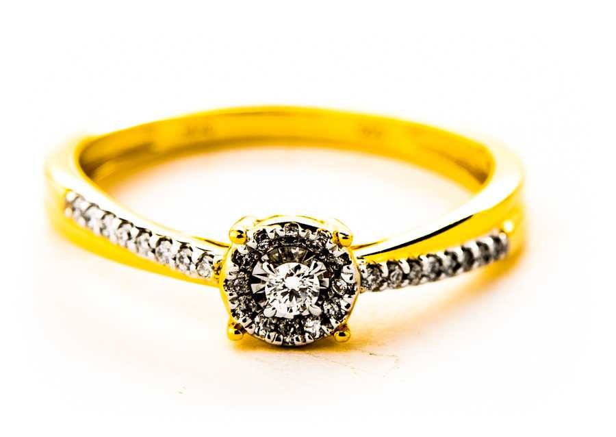 Złoty Pierścionek - DIAMENTY - 14K - 2,12g - BRIJU - DIAMONDS GOLD