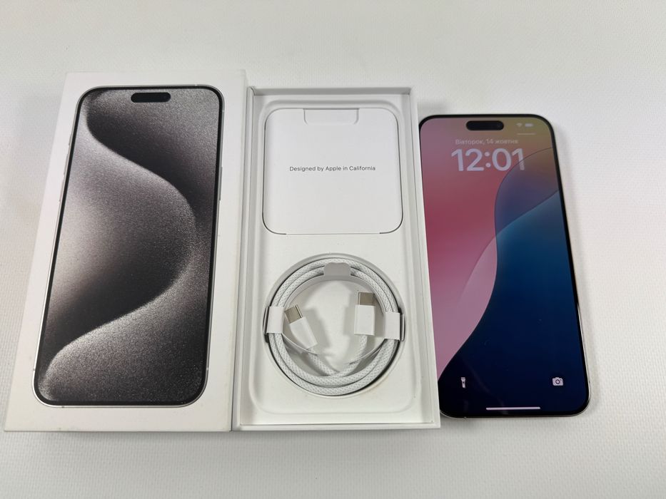 iPhone 15 Pro Max 256GB White MU673 e-sim Магазин Neverlock АКБ 94%