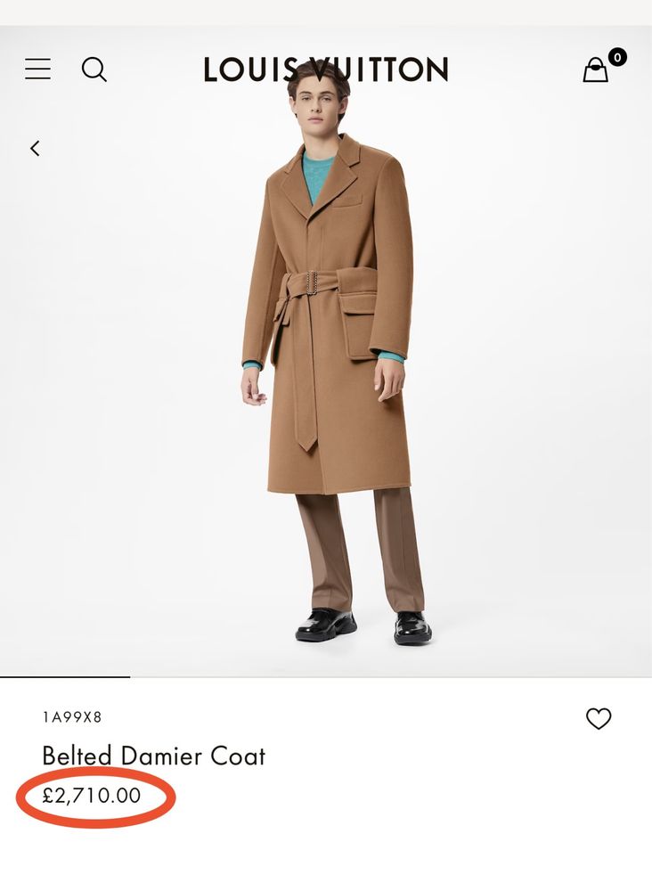 Louis Vuitton мужское пальто LV