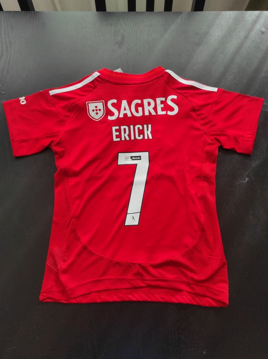Equipamento Benfica, tamanho 6/7 anos, com o nome Erick, N°7