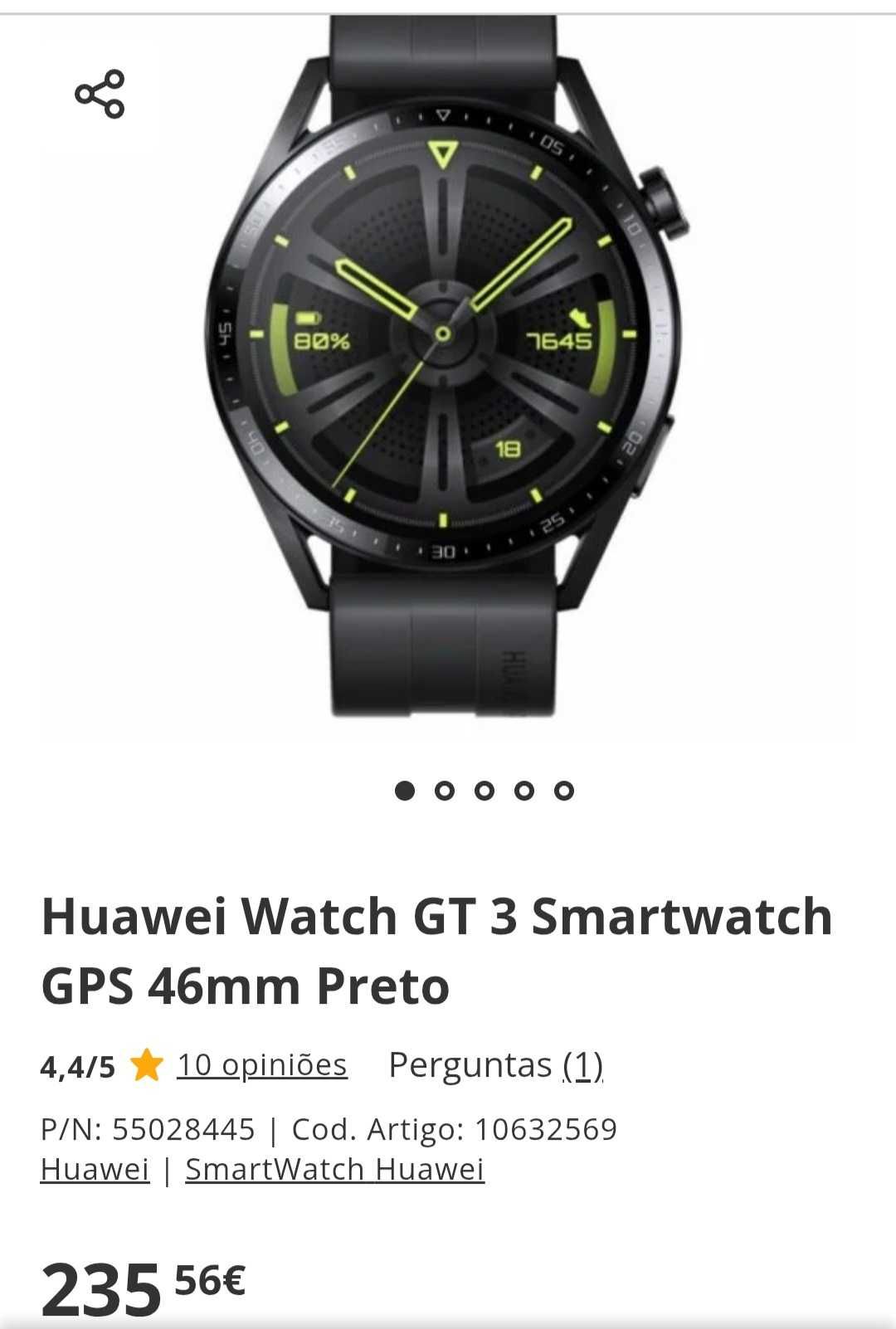 Smartwatch HUAWEI Watch GT3 Active selado de origem