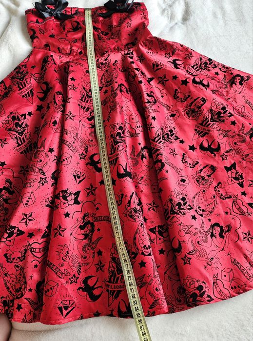 Hell bunny czerwona sukienka midi xs 34 tattoo